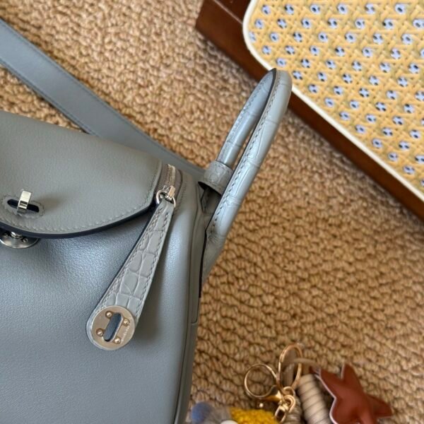 DDMode Mini Lindy Touch 20CM 0L Gris Meyer Swift Leather Crocodile Leather SHW