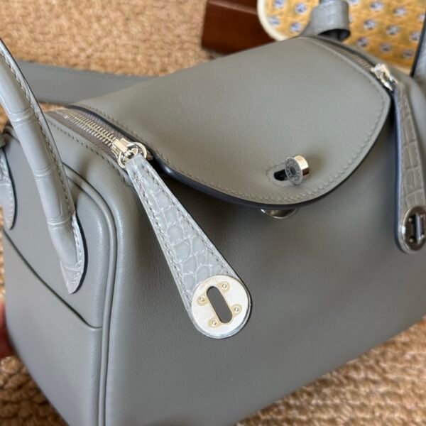 DDMode Mini Lindy Touch 20CM 0L Gris Meyer Swift Leather Crocodile Leather SHW