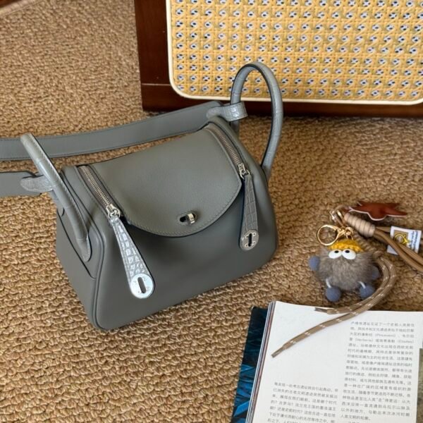 DDMode Mini Lindy Touch 20CM 0L Gris Meyer Swift Leather Crocodile Leather SHW