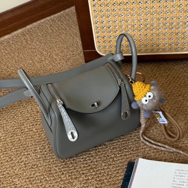 DDMode Mini Lindy Touch 20CM 0L Gris Meyer Swift Leather Crocodile Leather SHW