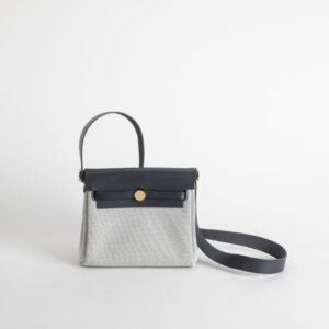 DDMode Herbag Mini 20CM Balck Calf Leather : White Canvas GHW 01 DDMode Herbag Mini 20CM Balck Calf Leather / White Canvas GHW