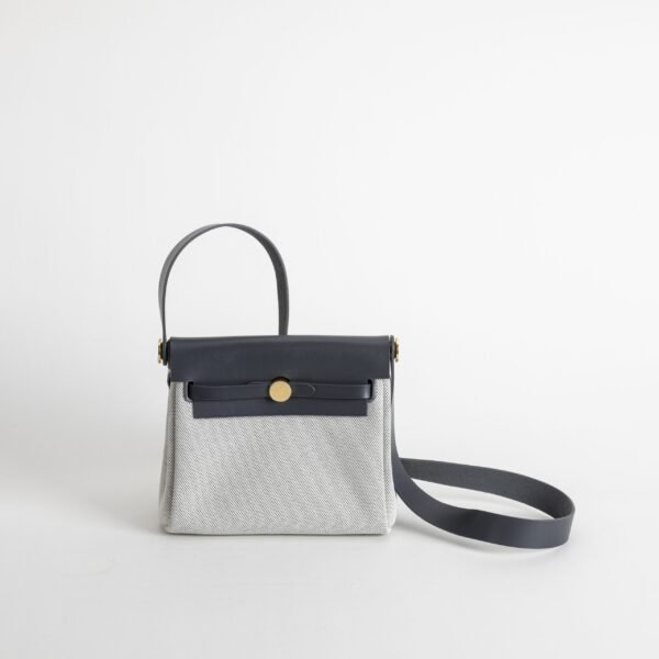 DDMode Herbag Mini 20CM Balck Calf Leather : White Canvas GHW 01 DDMode Herbag Mini 20CM Balck Calf Leather / White Canvas GHW