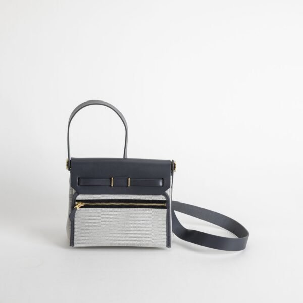 DDMode Herbag Mini 20CM Balck Calf Leather : White Canvas GHW 04 DDMode Herbag Mini 20CM Balck Calf Leather / White Canvas GHW