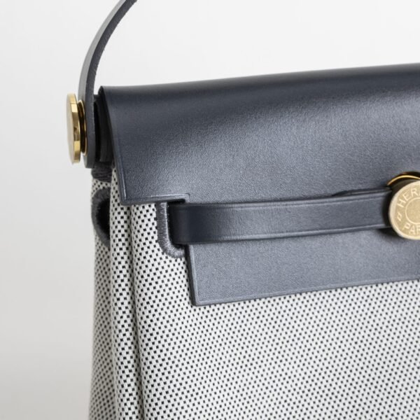 DDMode Herbag Mini 20CM Balck Calf Leather : White Canvas GHW 05 DDMode Herbag Mini 20CM Balck Calf Leather / White Canvas GHW