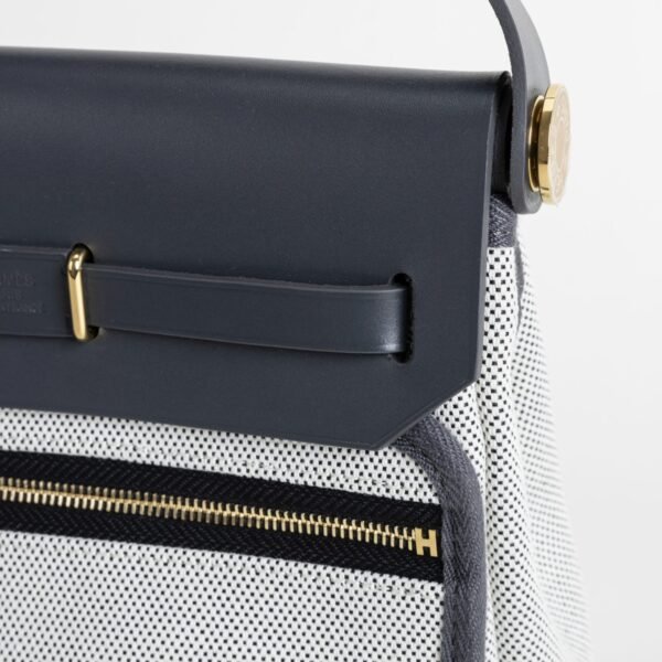 DDMode Herbag Mini 20CM Balck Calf Leather : White Canvas GHW 06 DDMode Herbag Mini 20CM Balck Calf Leather / White Canvas GHW