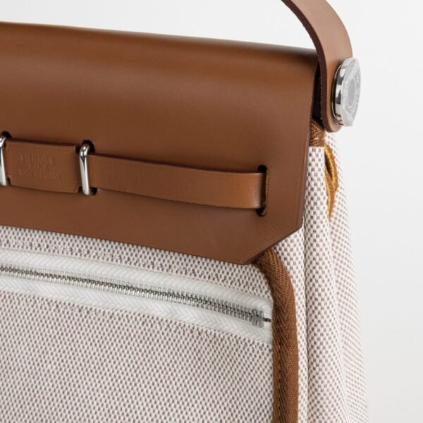 DDMode Herbag Mini 20CM CK37 Gold Calf Leather : White Canvas PHW 06 DDMode Herbag Mini 20CM CK37 Gold Calf Leather / White Canvas PHW