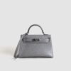 DDMode Hermes Mini Kelly Clutch Bags Olympic Silver Chevre Leather PHW