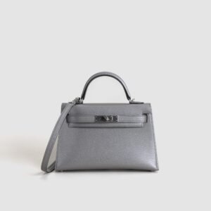 DDMode Hermes Mini Kelly Clutch Bags Olympic Silver Chevre Leather PHW