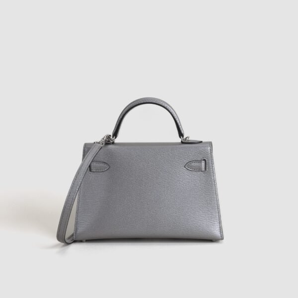 DDMode Hermes Mini Kelly Clutch Bags Olympic Silver Chevre Leather PHW