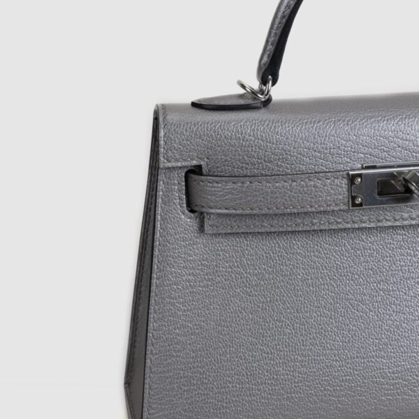 DDMode Hermes Mini Kelly Clutch Bags Olympic Silver Chevre Leather PHW