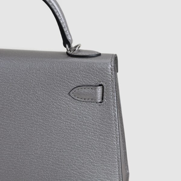 DDMode Hermes Mini Kelly Clutch Bags Olympic Silver Chevre Leather PHW