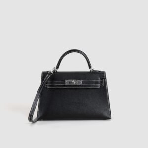 DDMode Mini Kelly 19CM Chevre Leather CK89 Noir / CK80 Gris Pearl PHW 01