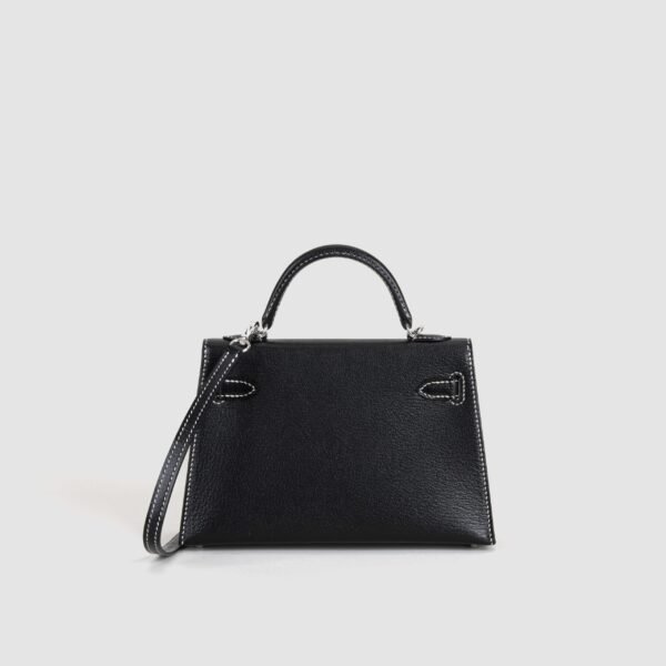 DDMode Mini Kelly 19CM Chevre Leather CK89 Noir / CK80 Gris Pearl PHW 01