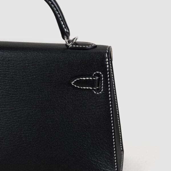 DDMode Mini Kelly 19CM Chevre Leather CK89 Noir / CK80 Gris Pearl PHW 01