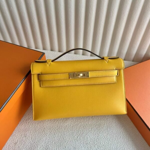 DDMode Mini Kelly Pochette 22CM Swift Leather 9D Amber Yellow GHW Hardware
