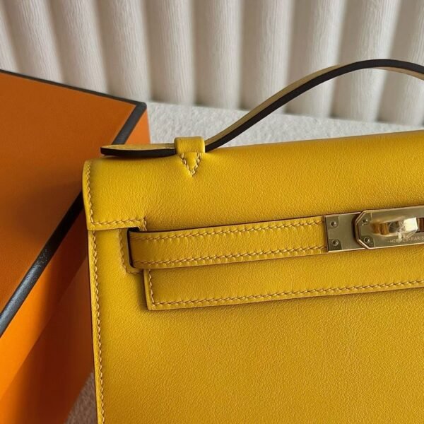 DDMode Mini Kelly Pochette 22CM Swift Leather 9D Amber Yellow GHW Hardware