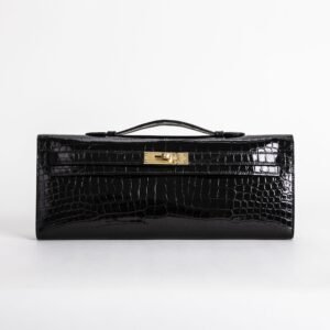 DDMode Kelly Cut 31CM  CC89 Noir Shiny Alligator Crocodile Leather GHW