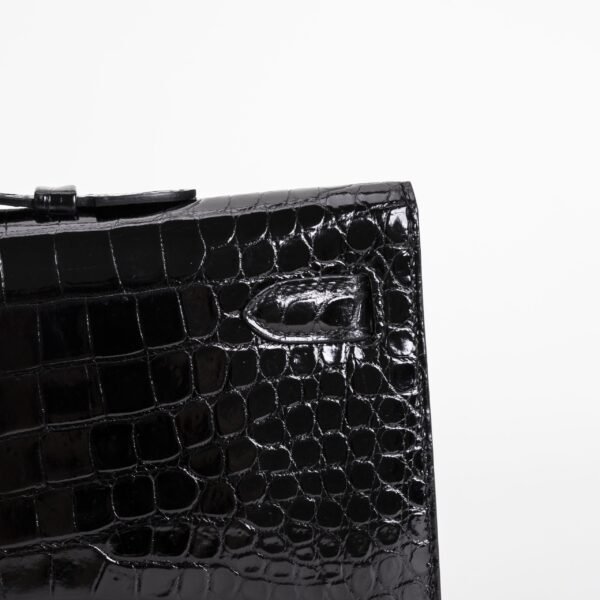 DDMode Kelly Cut 31CM  CC89 Noir Shiny Alligator Crocodile Leather GHW