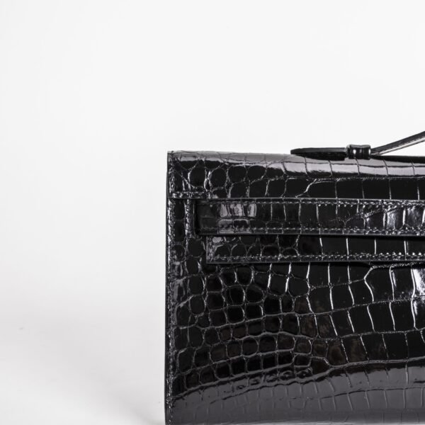 DDMode Kelly Cut 31CM  CC89 Noir Shiny Alligator Crocodile Leather GHW
