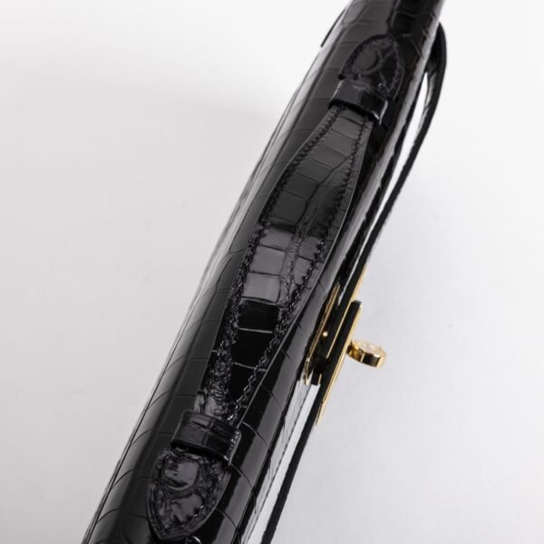 DDMode Kelly Cut 31CM  CC89 Noir Shiny Alligator Crocodile Leather GHW