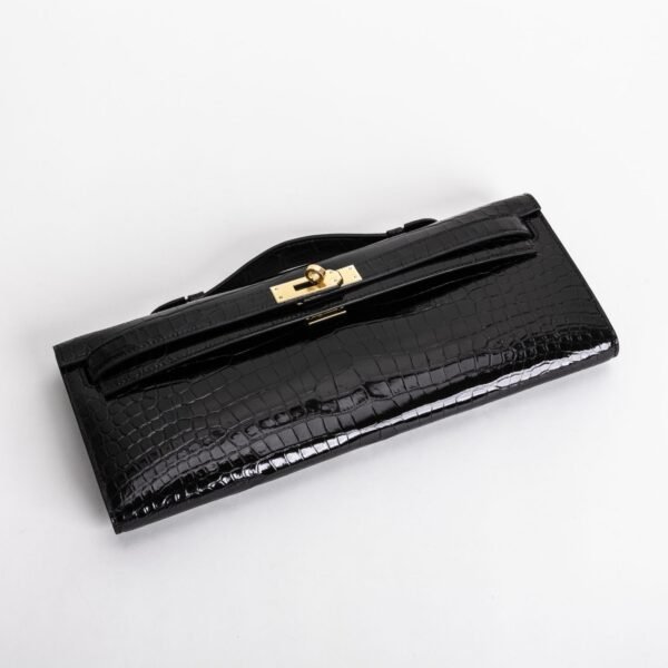 DDMode Kelly Cut 31CM  CC89 Noir Shiny Alligator Crocodile Leather GHW