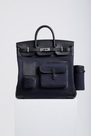 DDMode Birkin Hac Cargo 40 Blue Nuit Swift / Beige Canvas PHW