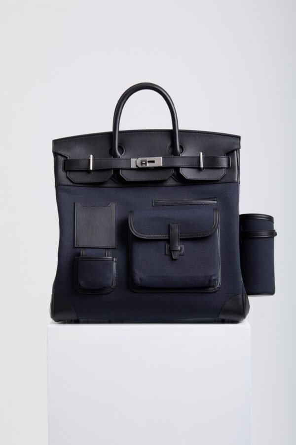 DDMode Birkin Hac Cargo 40 Blue Nuit Swift / Beige Canvas PHW