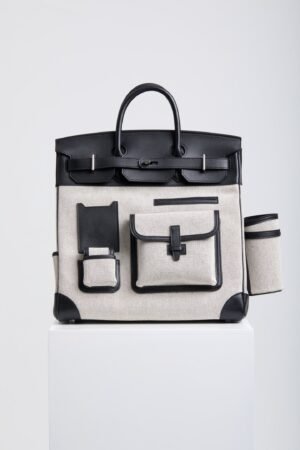 DDMode Birkin Hac Cargo 40 CK89 Noir Black Swift / Beige Canvas PHW