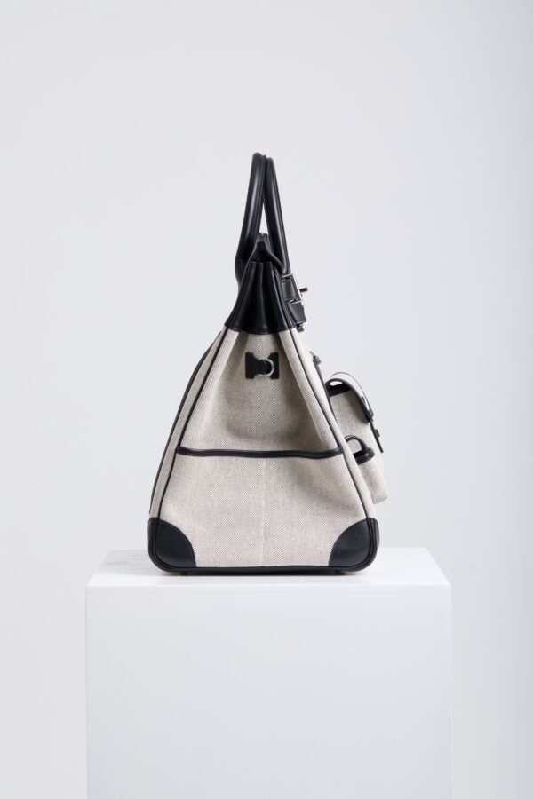 DDMode Birkin Hac Cargo 40 CK89 Noir Black Swift / Beige Canvas PHW