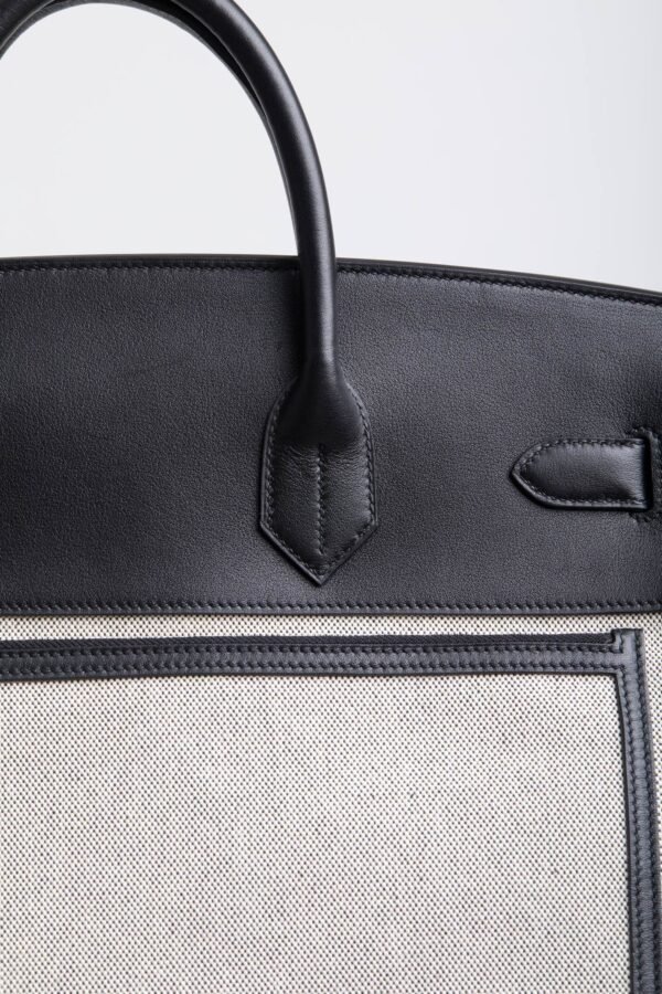 DDMode Birkin Hac Cargo 40 CK89 Noir Black Swift / Beige Canvas PHW