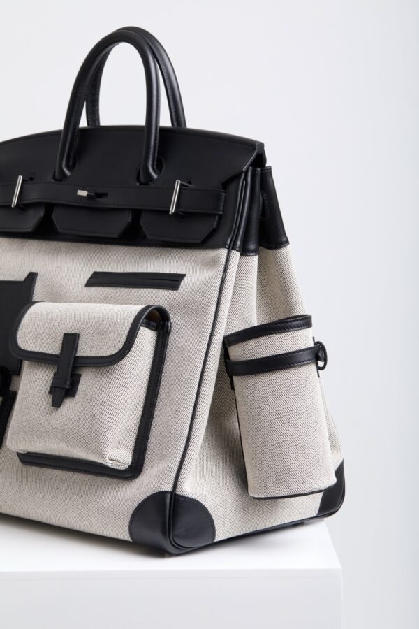 DDMode Birkin Hac Cargo 40 CK89 Noir Black Swift / Beige Canvas PHW
