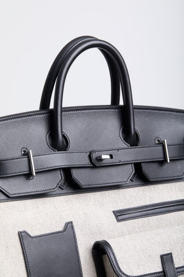 DDMode Birkin Hac Cargo 40 CK89 Noir Black Swift / Beige Canvas PHW