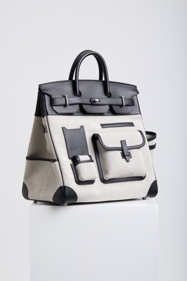 DDMode Birkin Hac Cargo 40 CK89 Noir Black Swift / Beige Canvas PHW