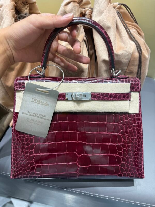 DDMode Kelly 25CM Cocrodile Bags 57 Bordeaux PHW