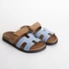 DDMode Chypre Sandals Blue Jean Denim / 37 Gold Swift Leather Women’s Shoes