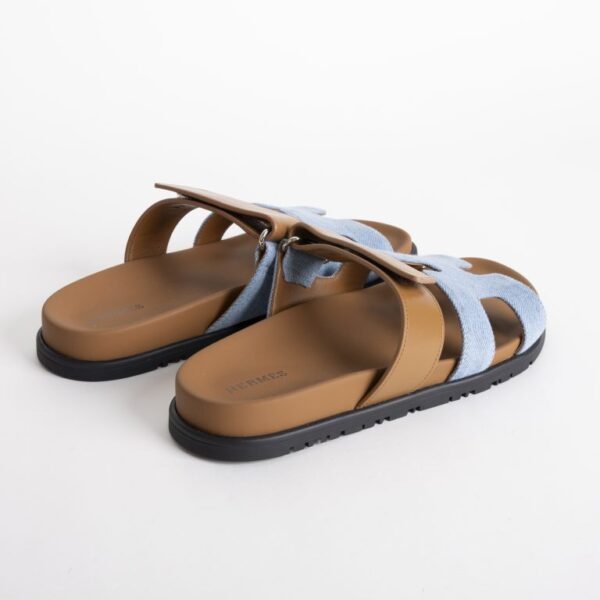 DDMode Chypre Sandals Blue Jean Denim / 37 Gold Swift Leather Women’s Shoes